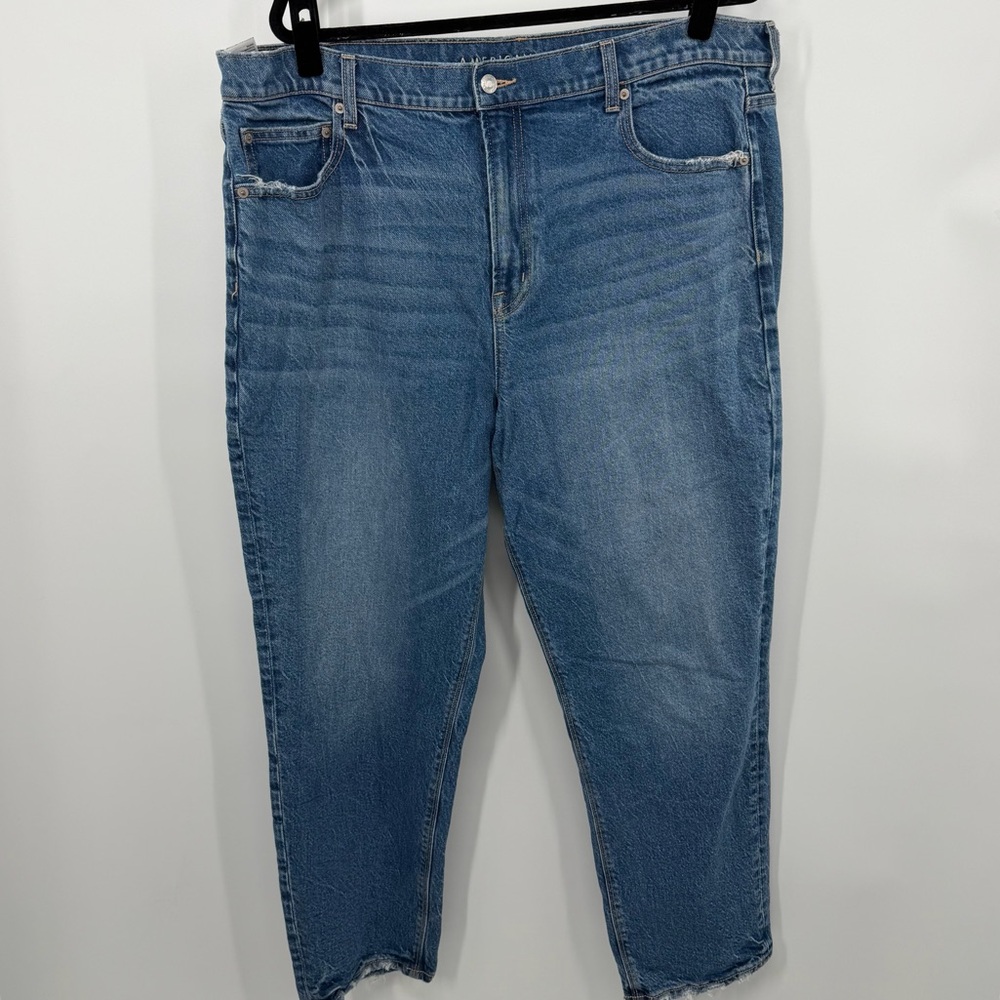 American Eagle Outfitters Medium Wash Super High Rise Straight Jeans